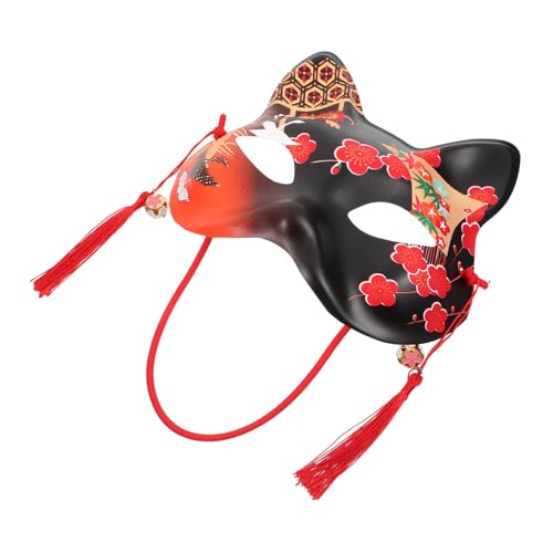 GARVALON Cat Mask for Halloween Hand Painted Half Face Comfortable Abs Material for Cosplay