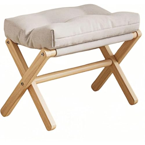 MsiDtsoy オットマン 折りたたみ式 フットレスト 足置き台 スツール 木製 軽量 取り外し可能 クッション付き 玄関 デスク下 オフィス 椅子 腰掛け 北欧風 おしゃれ 耐荷重 靴の着脱用 グレー (ベージュ)