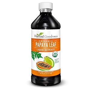 Herbal Goodness Papaya Leaf Extract Platelet Support – 15X Blood Platelet Boost, Bone Marrow & Spleen Support, Immune & Gut Health, Digestive Enzyme – Organic Kosher 16 oz Liquid Extract