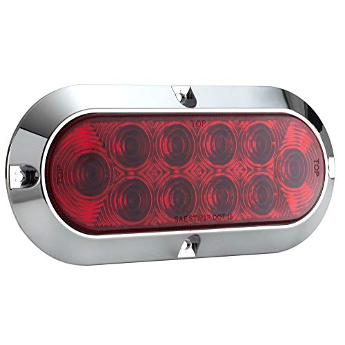 Lámpara LED roja ovalada de 6" para vehículo, 2 unidades miniatura 2