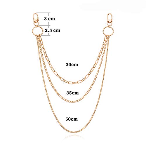 2 Pieces Belt Chains Jeans Chains for Men Women, Stainless Steel Wallet Chain Hip Hop Pants Chain Pocket Chain for Wallet, Jeans Pants, Belt, Handbag2