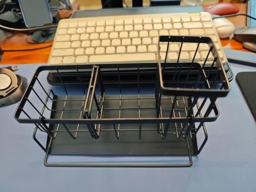 Kitchen Sink Caddy Organizer Rack, Black Metal Storage Holder for Sponge, Towel, Brush and Soap image 4