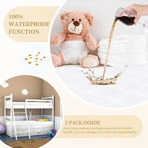 Safe And Sound Crib Mattress Protector (2 Pack), Waterproof Quilted Fitted Mattress Pads, Soft, Breathable, Organic, Bamboo Rayon Fabric Crib Mattress Cover (28X52 Inches, White) #TOP2