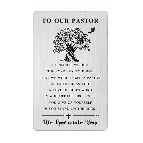 Laluminter Pastor Appreciation Cards - Pastor Appreciation Gifts for Men - Pastor Anniversary Wallet Card - Christmas Gift to Our Pastor, silver