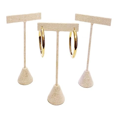 FlanicaUSA T- Shape Style Earring Display 5.75" H - Pack of 3 (Linen) Cover