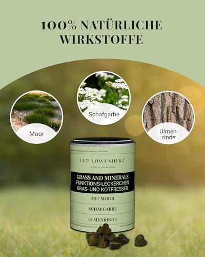 LEO LÖWENHERZ Gras- & Kotfresser Leckerlis für Hunde - 370g - Natürliche Drops zur Futterergänzung - Zuckerfrei & getreidefrei - Made in Germany