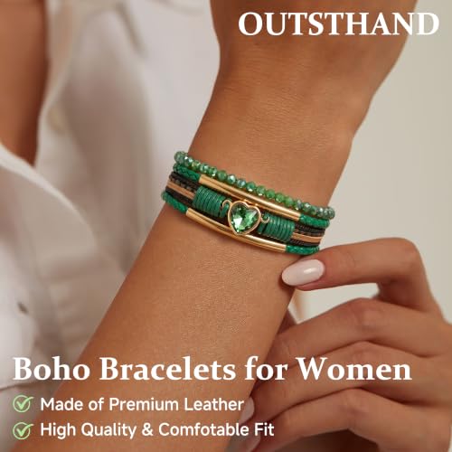 OUTSTHAND Brown Leather Bracelets for Women, Western Jewelry Cowgirl Style - image 2