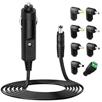 12V 2A KFZ Ladegerät 5,5 X 2,1mm, Auto DVD Player Ladekabel mit 8 Tips, 1,5 Meter Kabel Anzünder Adapter Stecker, Netzkabel Zigarettenanzünder für Router GPS Kamera Lautsprecher LED Lichtleisten
