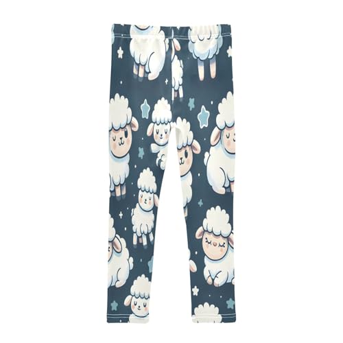 Bolaz Toddler Girls Leggings Printed Yoga Pants Leggings Cartoon Sheep Blue Background for Kids2