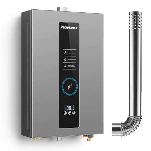 Tankless Water Heater, Novieex On Demand Water Heater Propane Gas, Up to 4.3 GPM, 100000 BTU Instant Hot Water Heater with LED Display, Indoor Installation, 2-4 Point Use for Family Bathroom Kitchen