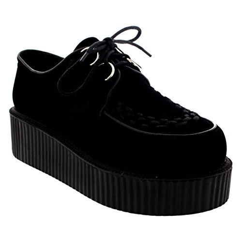 Viva Womens Double Platform Punk Goth Flatform Brothel Creepers Retro Shoes