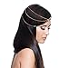 Pandahall 1 Pcs Fashion Women Bohemian Metal Head Chain Forehead Dance Headbands Hair Jewelry, Golden