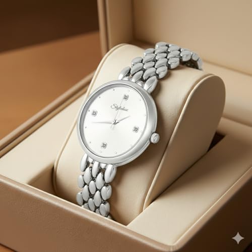 Image of styledose Women's Diamond Studded Watch | Premium Metal Bracelet Strap | Analog Quartz Movemnet Ladies Wrist Watch | Watch for Women & Girls | Wrist Watches for Women's & Girls&Ladies
