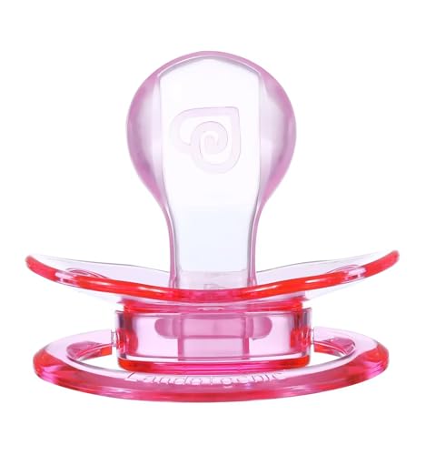 Image of Landofgenie Large Shield Adult Size Pacifiers Bone Shape Transparent Design Pacifier Pink