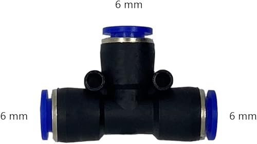 Vista 21 de 5 conectores reductores de tubo de 3 vías en forma de T de 0.394 in x 0.236 in x 0.394 in, empuje rápido para conectar la conexión en T Unión de 4