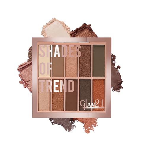 Image of Glam21 Shades of Trend Eyeshadow Palette | 10 Highly Pigmented Shades |Smudge Free & Long-Lasting| Shimmery Finish| 4gm - Shade -02