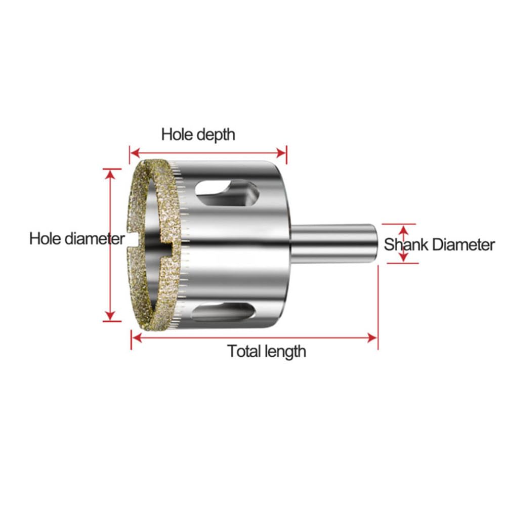 Wiertło do szkła 3-200 mm Wiertła do otworów diamentowych z rdzeniem diamentowym Przecinarka do płytek Marmur Szkło Granit Narzędzia do wiercenia mechanicznego, 90 mm (1 szt.), Okrągłe