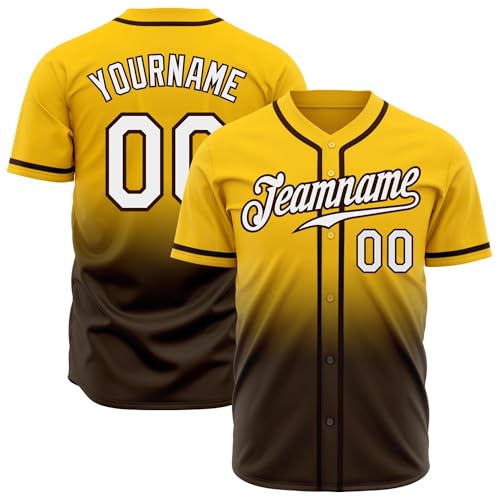 Custom Gold Baseball Jersey Women Men Youth, Printed Stitched Personalized Name Number Logo Baseball Uniform Baseball Shirt miniatura 1