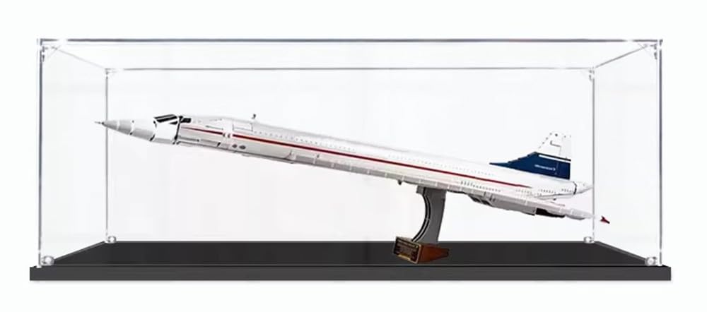 Acrylic Model Box Compatible with 10318 Concorde Airplane Building Block Model, Dustproof Transparent Clear Display Case (Model Not Included) B,3mm