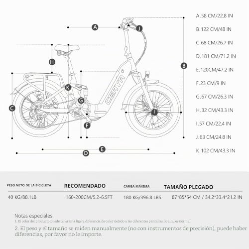 Miniatura 7 de Bicicleta Eléctrica Plegable 20 Pulgadas E Bike A20 Bici Electricas Todo Terreno Adulto Con Suspensión Completa,Batería 20a,Power Assist 60km Con Portaequipajes Delantero