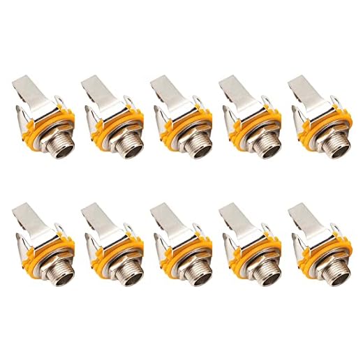 Conector de Guitarra, Jack Estéreo, Conector de Audio Hembra, Toma de Guitarra, Toma de Guitarra Estéreo, Toma de Entrada de Guitarra, para Instrumento, Guitarra, Bajo, Estéreo de dos Canales, 10 Pcs