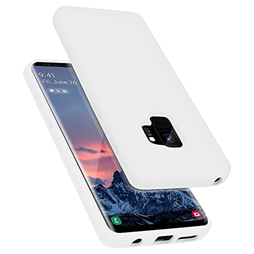 E Segoi Designed for Galaxy S9 Case, Liquid Silicone Gel Rubber Shockproof Case Soft Microfiber Cloth Lining Cushion Compatible with Galaxy S9 5.8 inch (White)
