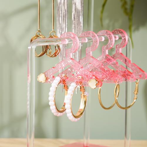 Support de boucles d'oreilles en acrylique à paillettes avec 48 cintres miniatures