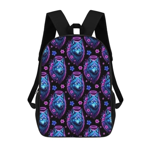 Sturdy Multipurpose Dual Shoulder Bag for Gym and Outdoor Activities, Floral Flowers Starry Wolf, Travel Hiking Daypack