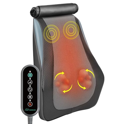 Image of Snailax Shiatsu Back Massager with Heat, Neck & Back Massage Pillow