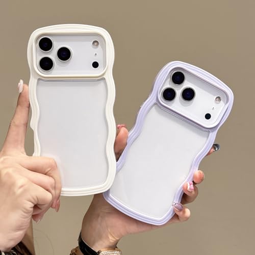 Coque iPhone 17 Pro Max mignonne transparente avec relief de vague