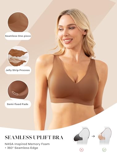 Image of COMFELIE Women Plunge No Underwire Bra Deep V Seamless Supportive Bras Buttery Smooth Comfort Soft Bralettes Underwear