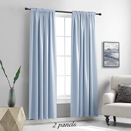 Image of Room Darkening Curtain Panels - Boy's Room Drapes with Rod Pocket,Energy Smart Thermal Insulated Window Treatment Curtains(Baby Blue,52 W x 90 inches L,2 Panels)