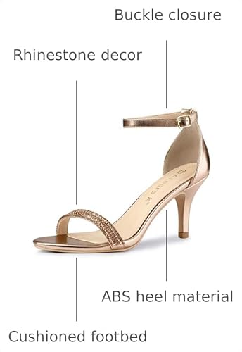 Allegra K Allegra K Women's Rhinestone Sandals Stiletto Heels Rose Gold 7.5 US