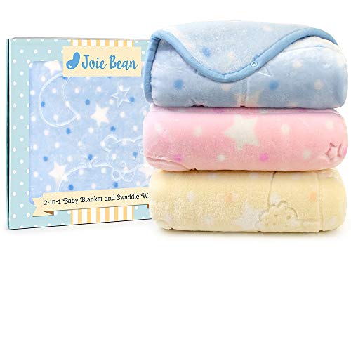 Image of JOIE BEAN Swaddle Sack Adjustable Baby Sleep Wrap | Sleep Sack Bag for Baby and Toddler | 2 in 1 Blanket and Infant Sleeping Bag | Soft, Micro Fleece Wearable Blanket for Secure Sleep Nap - Blue