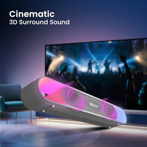 Image of CELLECOR CLB30 BEATZ with 3D Surround Sound | 10 Hour Playtime | 5.3V | 20W Bluetooth Soundbar with Disco Light - Grey