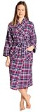 EVERDREAM Womens Flannel Robe, Shawl Collar Lightweight 100% Cotton Bathrobe, Size Small/Medium Purp