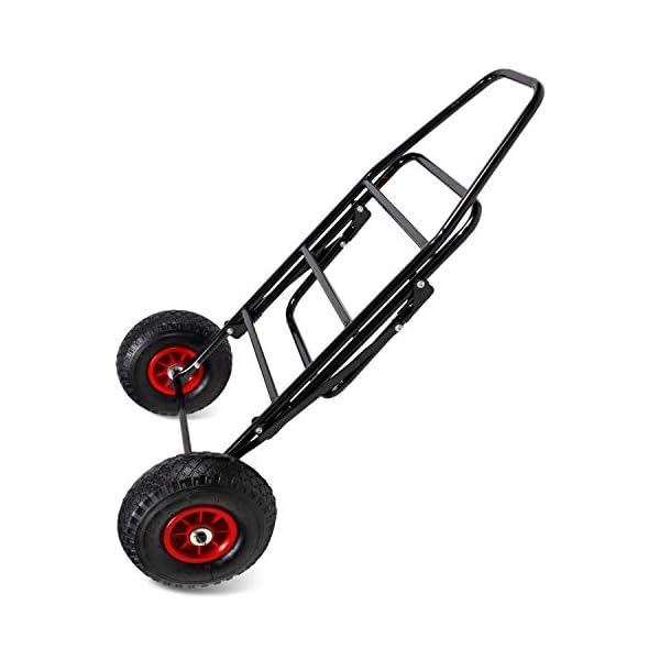 Sackkarre Trolley mit Luftbereifung - Klappbarer Transportwagen fÃ¼r Angler, Camping & Garten - Faltbar, stabil & belastbar bis 100â¯kg - OneSize - Schwarz – Bild 5