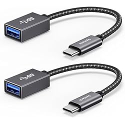Syntech USB C to USB Adapter, 2 Pack USB C to USB, 10Gbps TypeC OTG Computer Cable Compatible with iPhone 17/16/15 Pro Max, iPad mini 6, MacBook Pro/Air/Neo, Space Gray