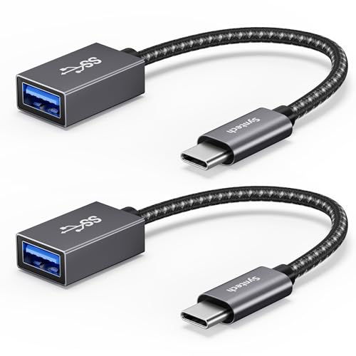 Syntech USB-C auf USB Adapter, 2er-Pack USB-C auf USB 3.0, 10Gbps Type-C, Thunderbolt 3 auf USB OTG-Kabel, Kompatibel mit iPhone 17/16/15 Pro Max, iPad mini 6, MacBook Pro/Air/Neo, Grau