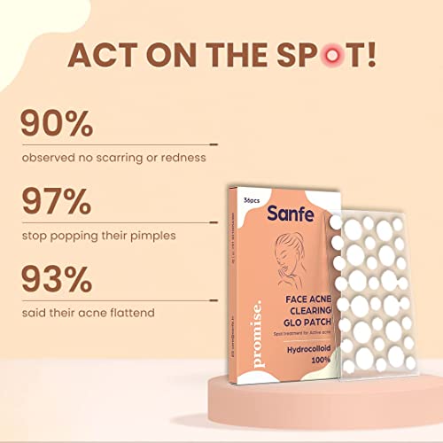 Image of Sanfe Promise Face Acne Pimple Patch - Pack of 144 | Pimple Healing & Spot Clearing Patch | Absorbing Cover |Invisible, Blemish Spot, Hydrocolloid, Skin Treatment