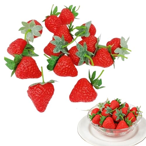Tiosen 10Pcs Artificial Strawberries Realistic Decorative Fruit for Decoration Photography Prop Home Kitchen