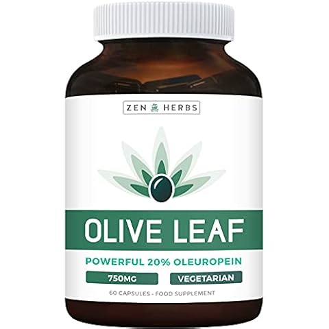 Olive Leaf Extract (Non-GMO) Super Strength: 20% Oleuropein - 750mg - Vegetarian - Antioxidant Support Supplement - No Oil - 60 Capsules Cover