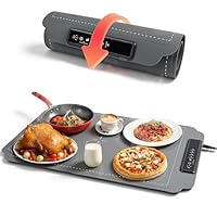 Elektrische Warmhalteplatte für Speisen, GuKKK Faltbare Speisenwärmer mit 4 Einstellbarer Temperatur & 3 Timer Automatisch, Tragbare Lebensmittelheizung mit Nano-Silikonmaterial, für Partys, Buffets