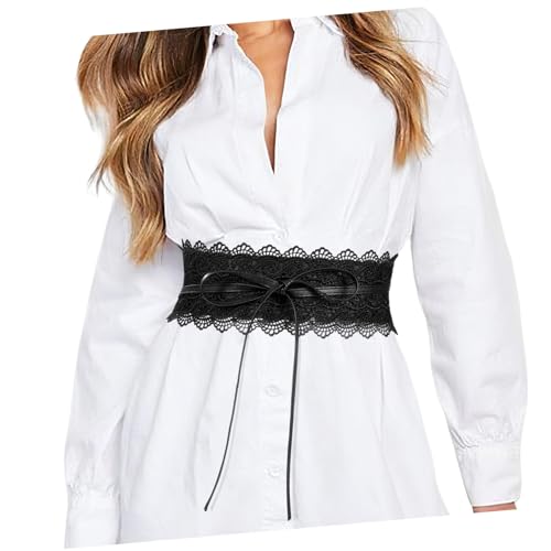 Women Black Lace Wide Waist Belt Corset Cinch Belt for Dresses Fashion Accessories to Enhance Your Figure and Style for Tunics and Leggings