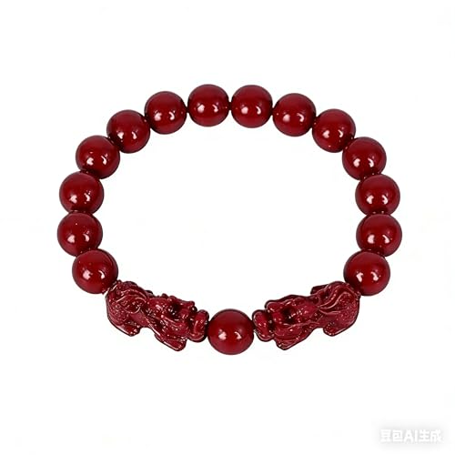 Fvqqio Feng Shui Cinnabar Bracelet for Women Cinnabar PiXiu Bracelet Feng Shui Wealth Bracelet for Protection Good Luck Money Amulet (6mm)