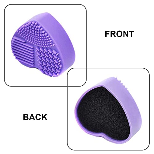 2 Pcs Makeup Brush Cleaner Mats Silica Gel Cosmetic Brush Cleaning Mats Heart Shape Makeup Brush Cleaning Pads For Foundation Brushes Makeup Artist #TOP2
