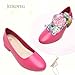 Jeekopeg Low Chunky Pumps Women's Round Toe Heels PU Leather Chunky Pumps Shoes Classic Closed Toe Pumps Low Heel Dress Shoes for Woman(Fuchsia,US9)