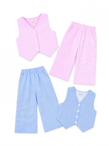 Image of Kidbea Girls 2-Piece Clothing Set, Cotton Sleeveless Vest Top & Leg Pant