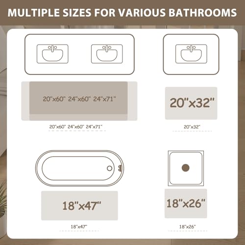 Uphome Bathroom Runner Rug, Distressed Farmhouse Boho Khaki Bath Mat, Non Slip Washable Long Bath Rugs, Vintage Traditonal Soft Velvet Bathroom Runner for Bathtub Sink Shower, 18x47 inch by Uphome - Image 8