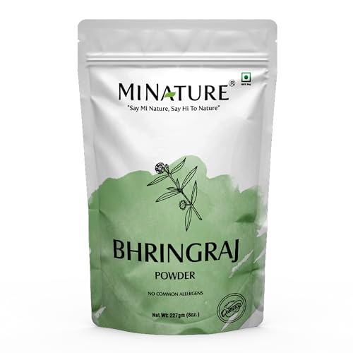 Bhringraj Powder (Eclipta Prostrata) by mi nature | 227g (8 oz)(0.5 lb) | 100% Natural and Pure | Hair Growth | Hair Pack | Improves Hair quality | Resealable zip lock pouch